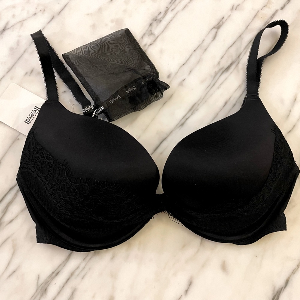 WOLFORD BLACK SATIN & LACE BRA
